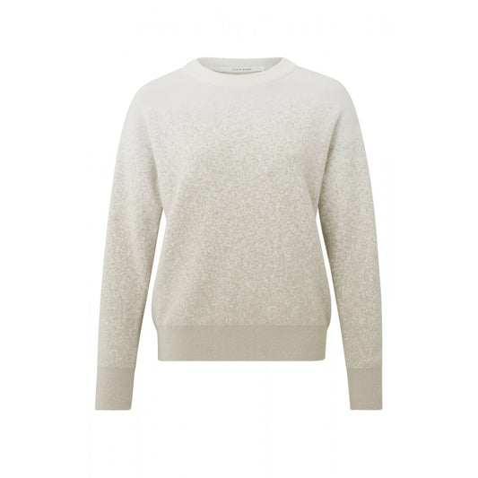 YAYA | dip dye sweater with ccrewneck and long sleeves PURE CASHMERE BROWN DESSIN