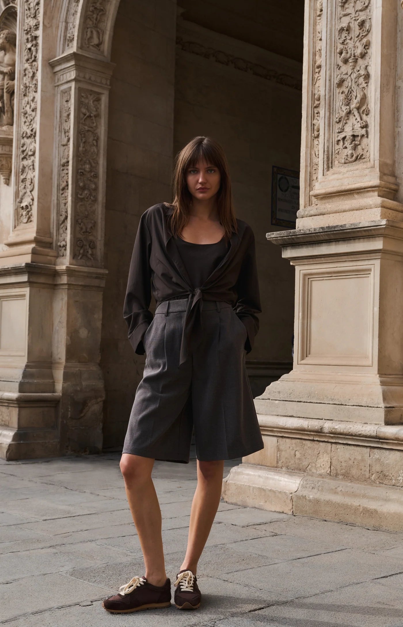 YAYA | Bermuda Shorts High Waist Pleats Delicioso Brown