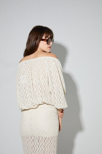 Imprevu | Giulia Flower Lace Blouse In Natural Color