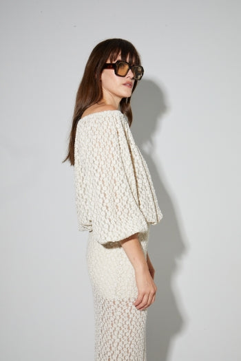 Imprevu | Giulia Flower Lace Blouse In Natural Color