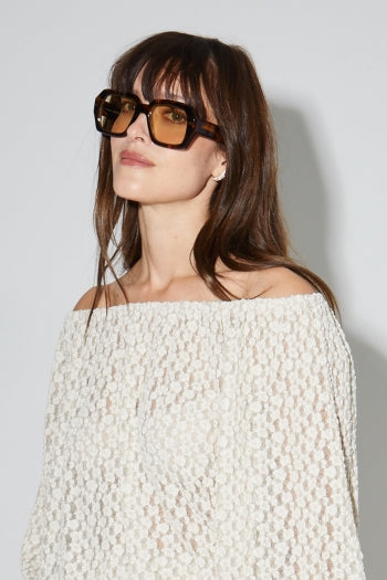 Imprevu | Giulia Flower Lace Blouse In Natural Color