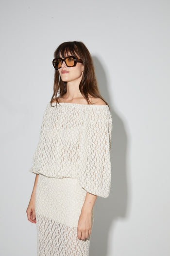 Imprevu | Giulia Flower Lace Blouse In Natural Color