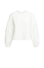 YAYA | Blouse Met Geborduurde Mouwen En Ronde Hals Snowfade White