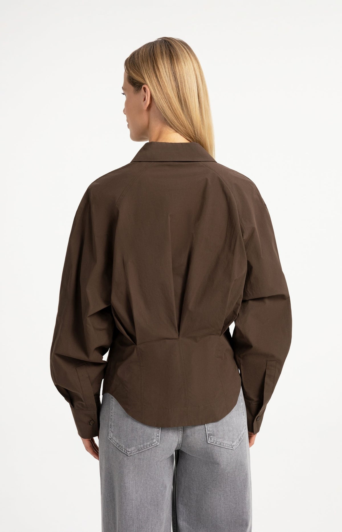 YAYA | Blouse With Waist Accent And Pleat Detail Slate Black Brown