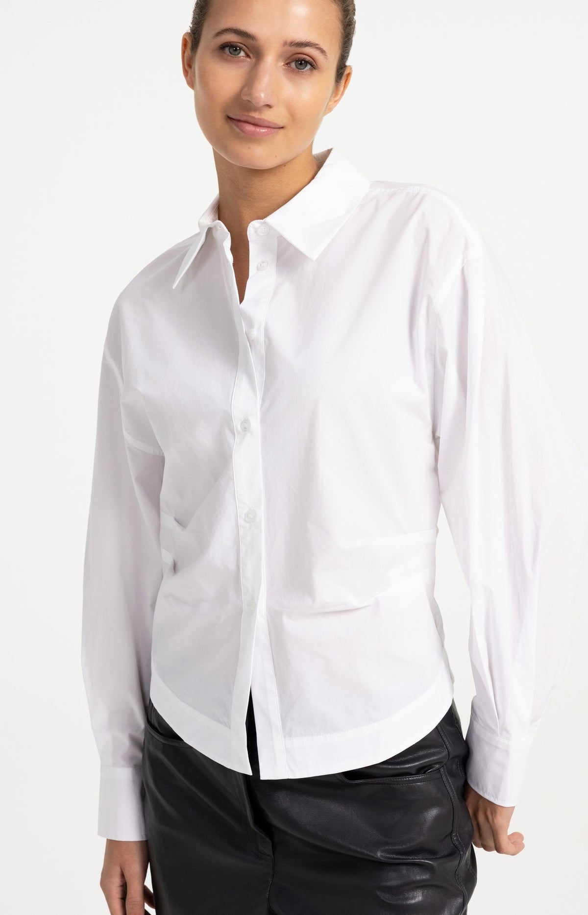 YAYA | Blouse With Waist Accent And Pleat Detail Pure White