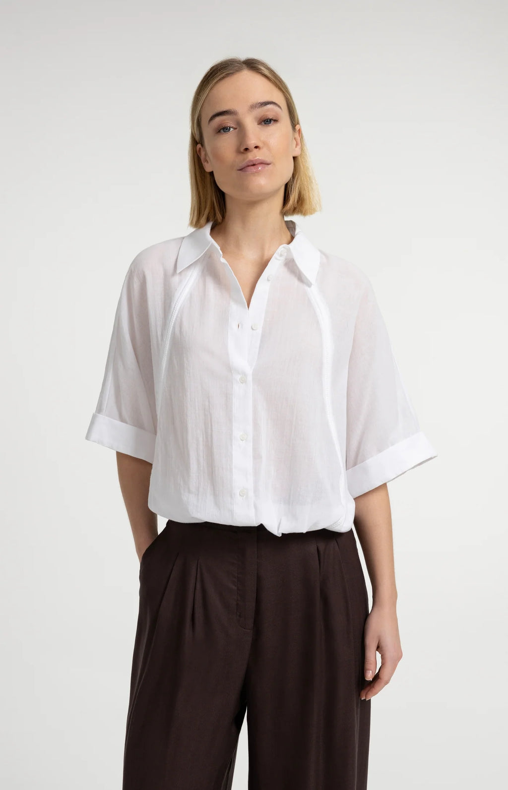 YAYA | Blouse With Wide Sleeves And Braided Details Pure White