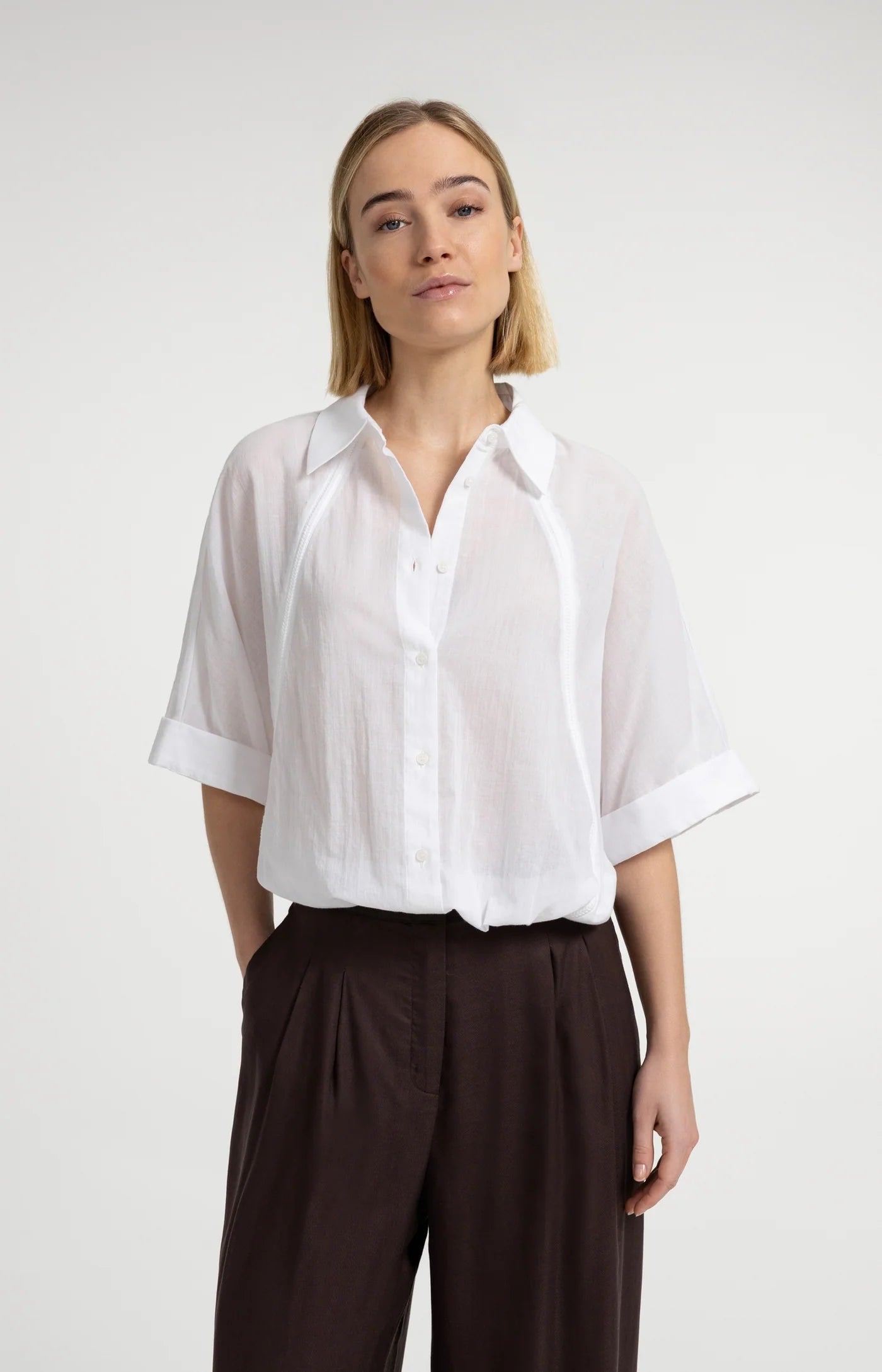 YAYA | Blouse With Wide Sleeves And Braided Details Pure White