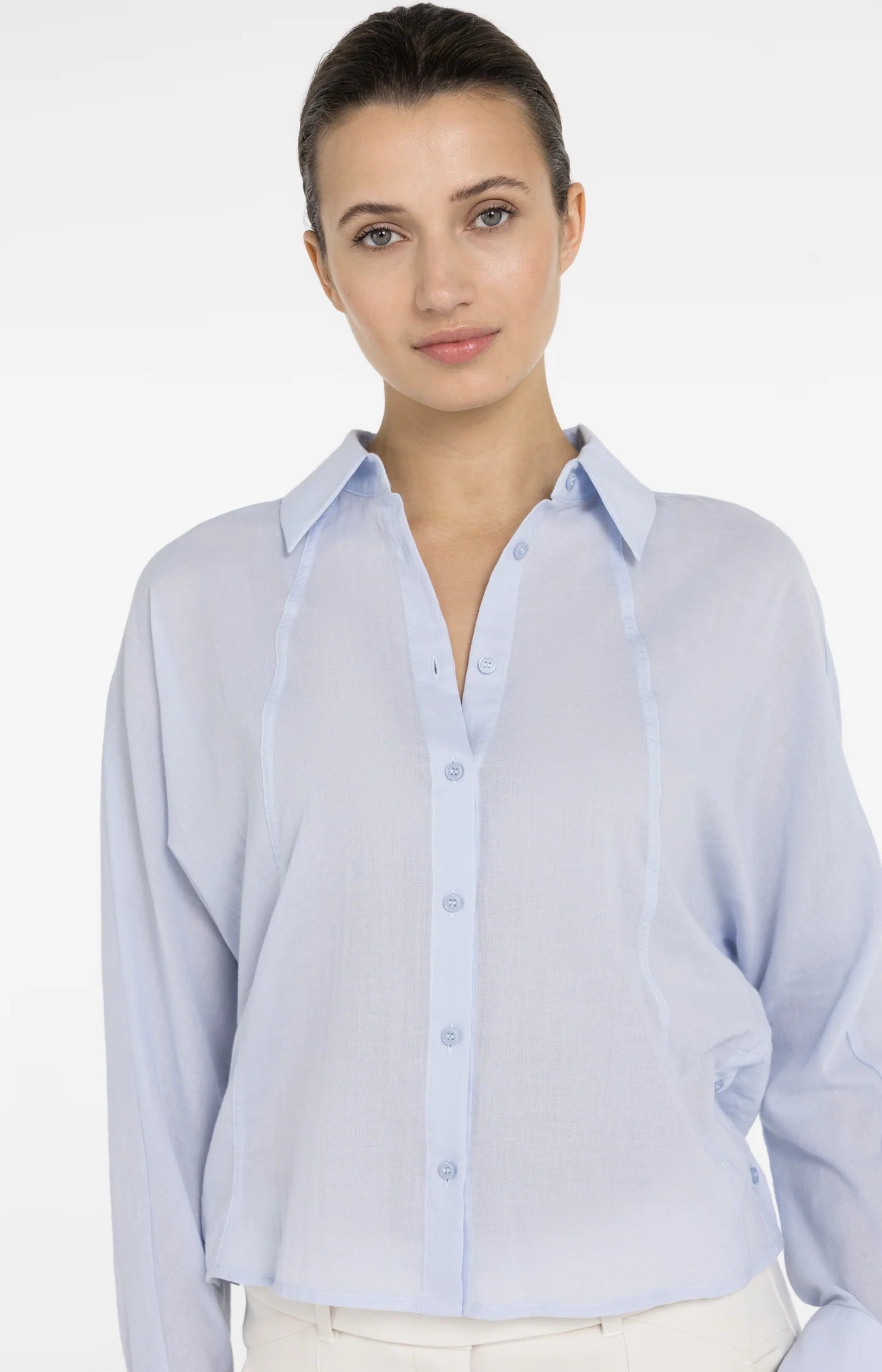 YAYA | Blouse Met Schuine Naden En Knoopdetails Light Blue