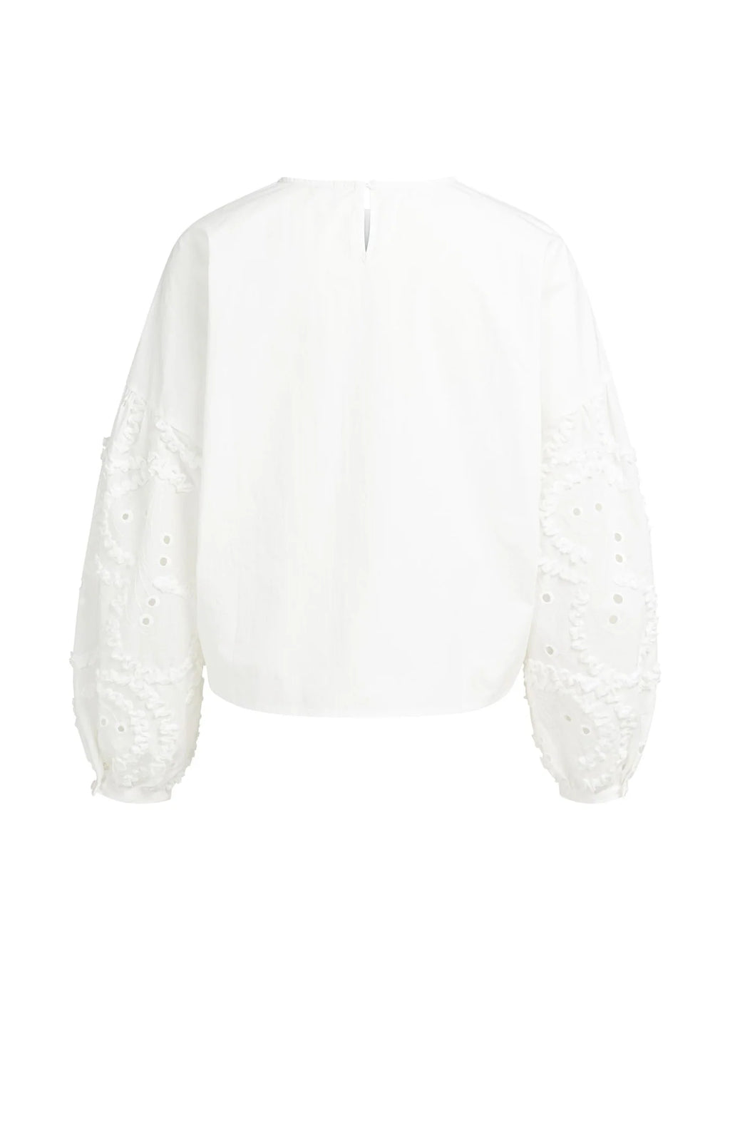 YAYA | Blouse Met Geborduurde Mouwen En Ronde Hals Snowfade White