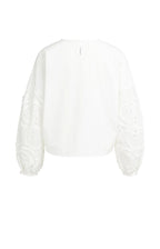 YAYA | Blouse Met Geborduurde Mouwen En Ronde Hals Snowfade White