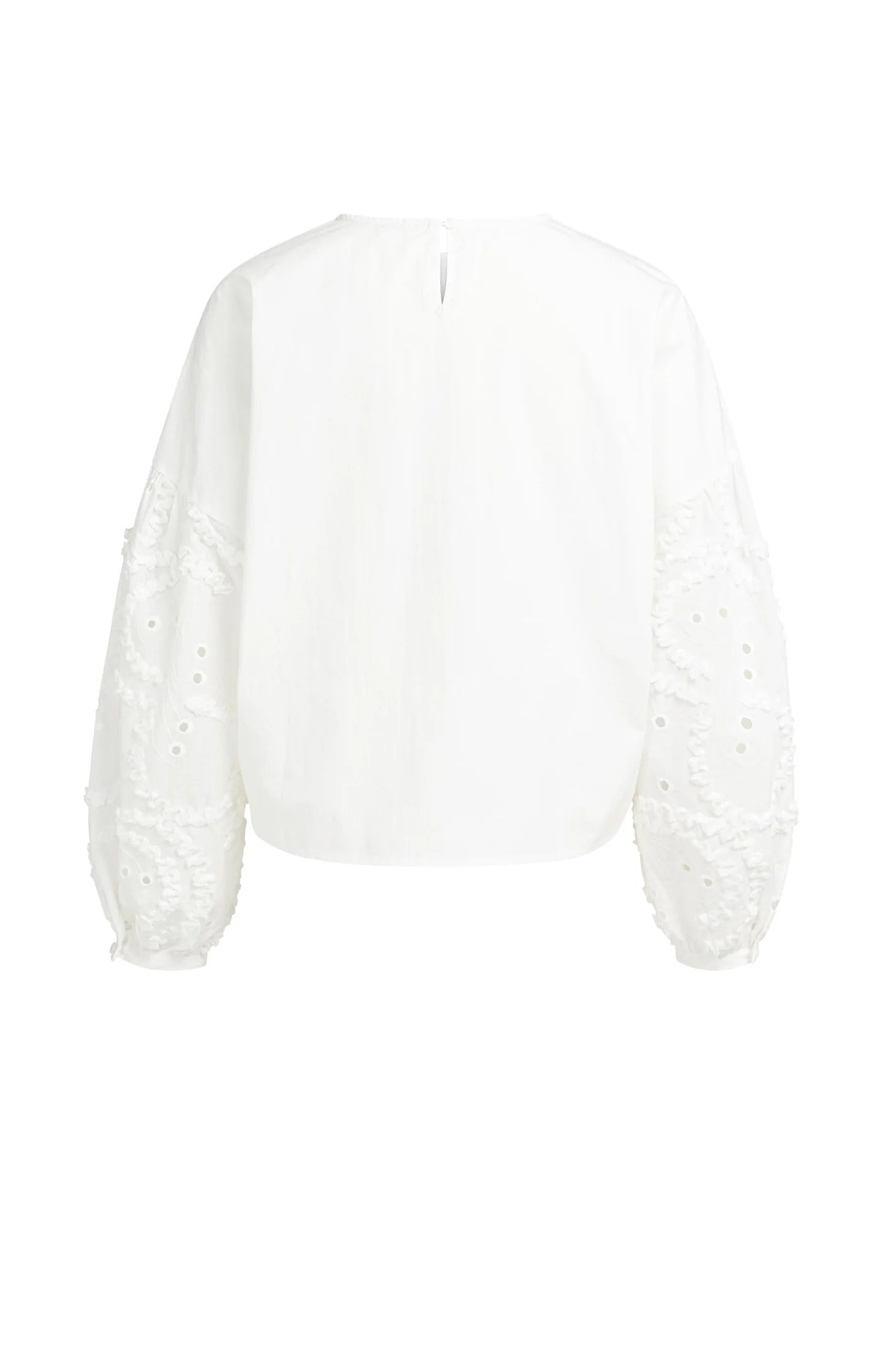YAYA | Blouse Met Geborduurde Mouwen En Ronde Hals Snowfade White