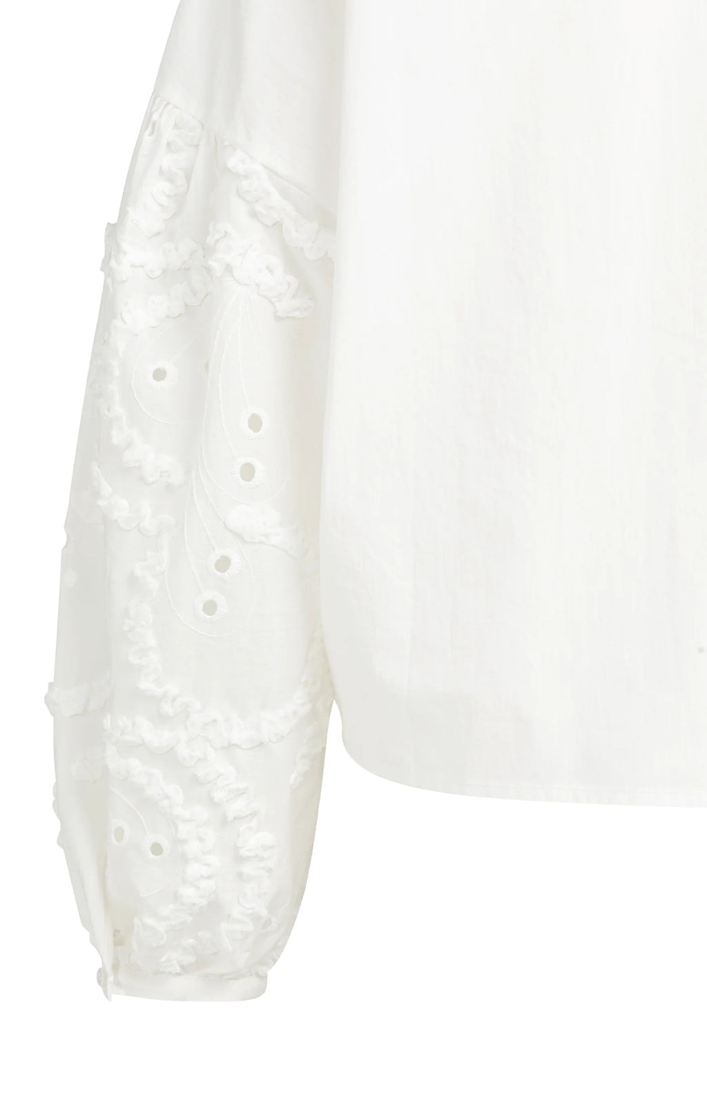 YAYA | Blouse Met Geborduurde Mouwen En Ronde Hals Snowfade White