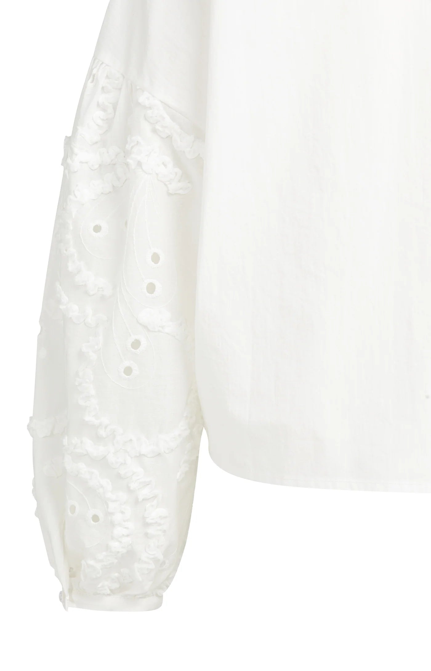 YAYA | Blouse Met Geborduurde Mouwen En Ronde Hals Snowfade White