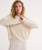 Summum Woman | boat neck sweater fake fur knit - ivory - 7s5880-8014