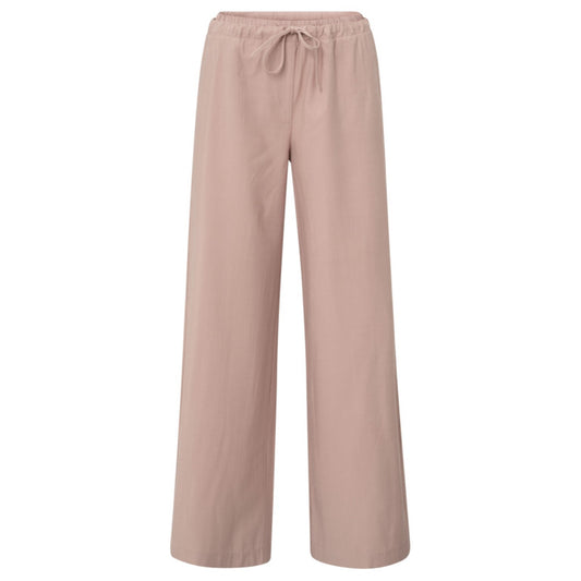 YAYA | wijdvallende broek met koord - soft mauve pink - 01-301185-505