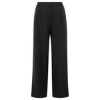 YAYA | Broek van linnenmix met wijde pijpen - washed black - 01-301196-505