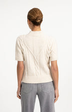 YAYA | Cable Knit Sweater With Short Sleeves  Off White Melange