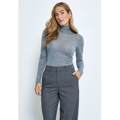 Minus | Cally Roll Neck Long Sleeve Top - light grey melange - MI5710