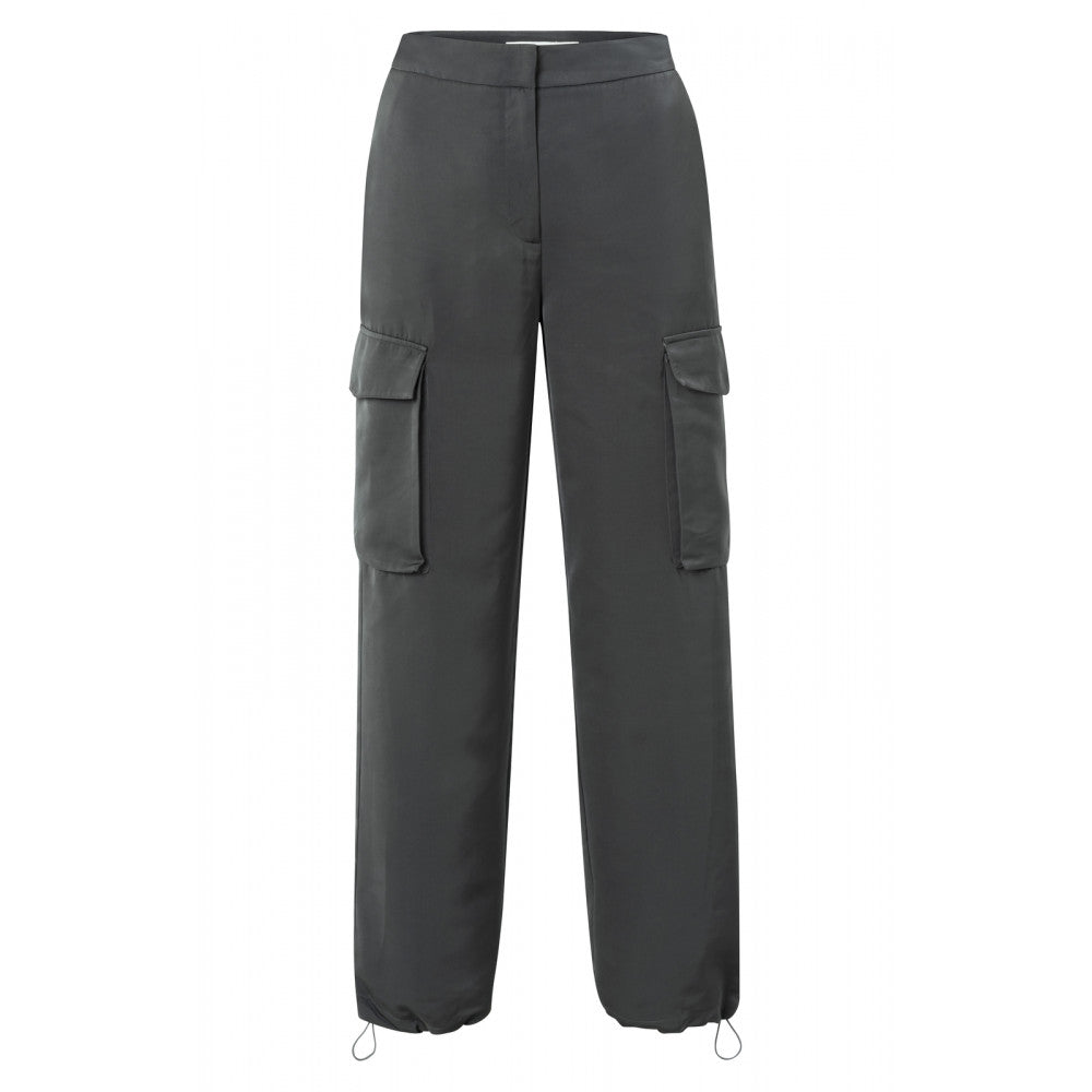 YAYA | Cargo trousers with wide leg, pockets and subtile shine (pinstripe grey) - 01-301094-310