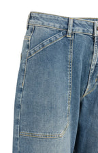 YAYA | Denim Cargobroek Met Laag Kruis En Wijde Pijpen Blue Denim