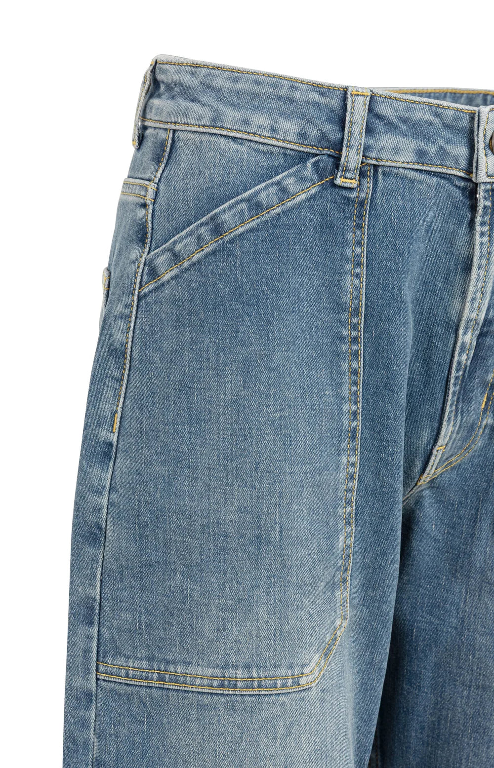 YAYA | Denim Cargobroek Met Laag Kruis En Wijde Pijpen Blue Denim