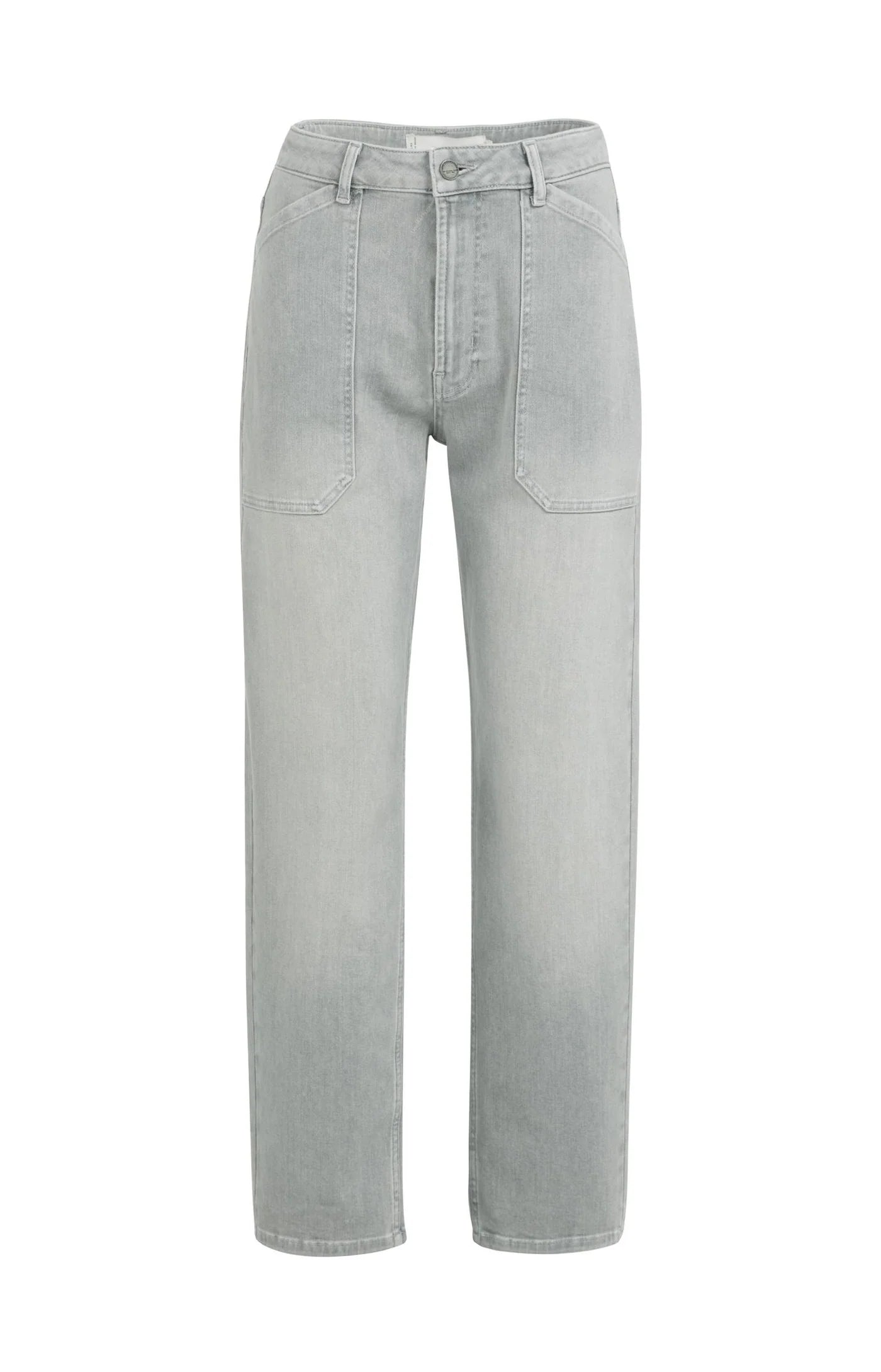 YAYA | Denim Cargobroek Met Laag Kruis En Wijde Pijpen Mid Grey Denim
