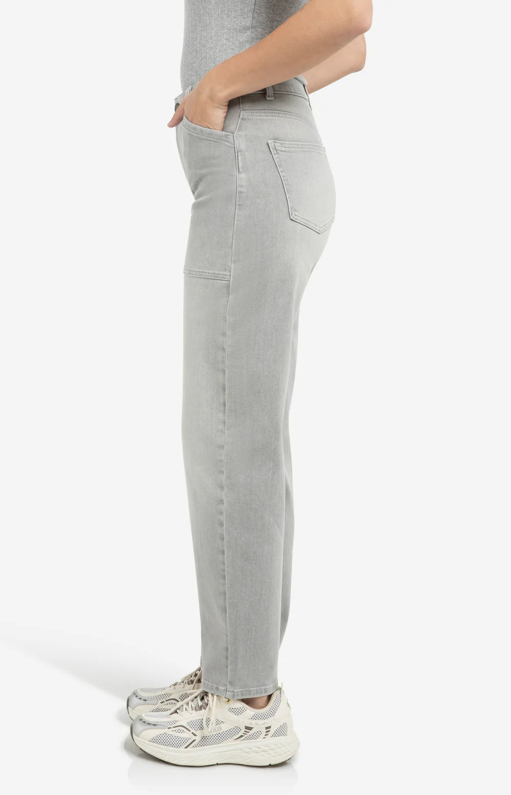 YAYA | Denim Cargobroek Met Laag Kruis En Wijde Pijpen Mid Grey Denim