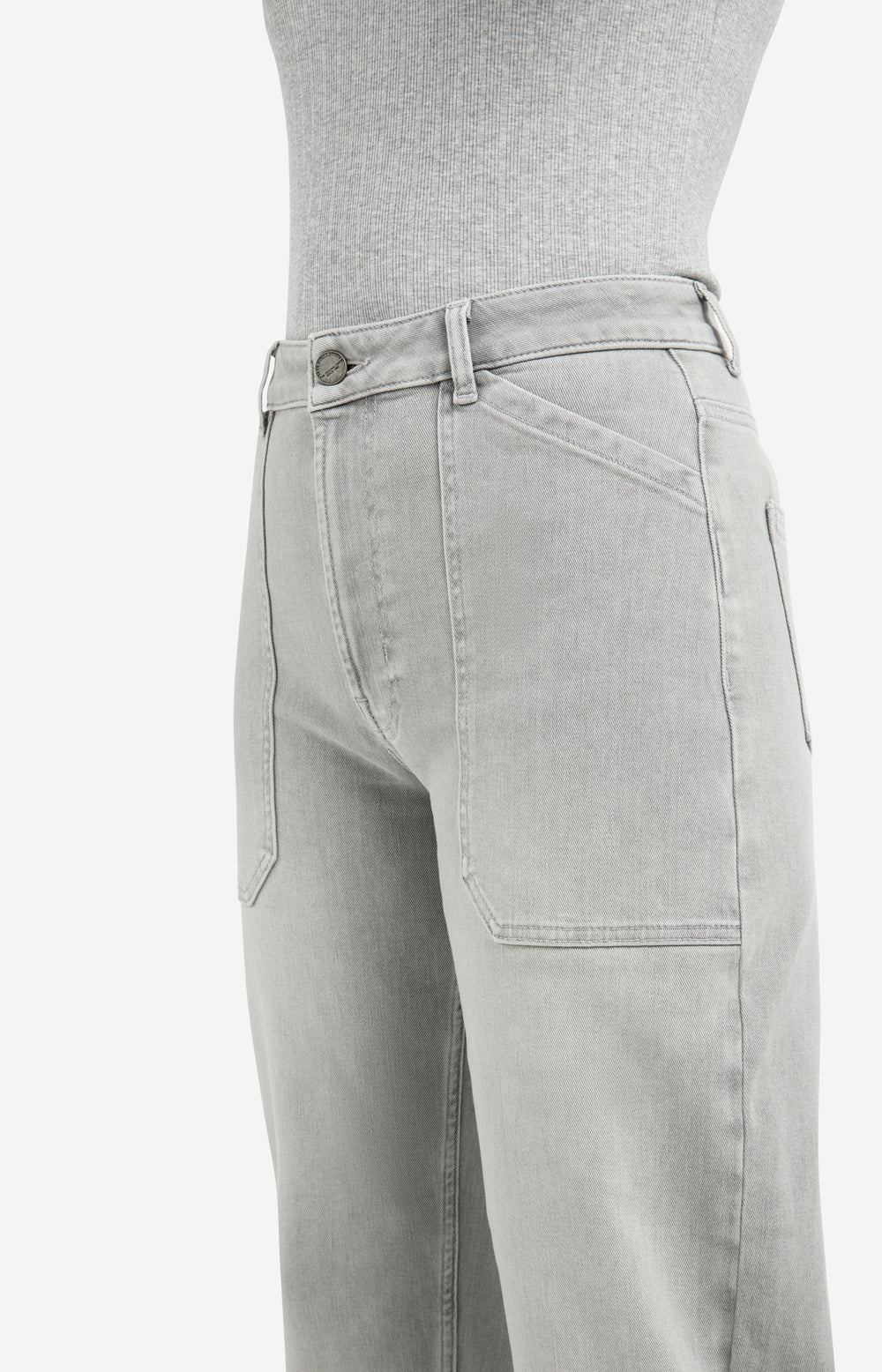 YAYA | Denim Cargobroek Met Laag Kruis En Wijde Pijpen Mid Grey Denim