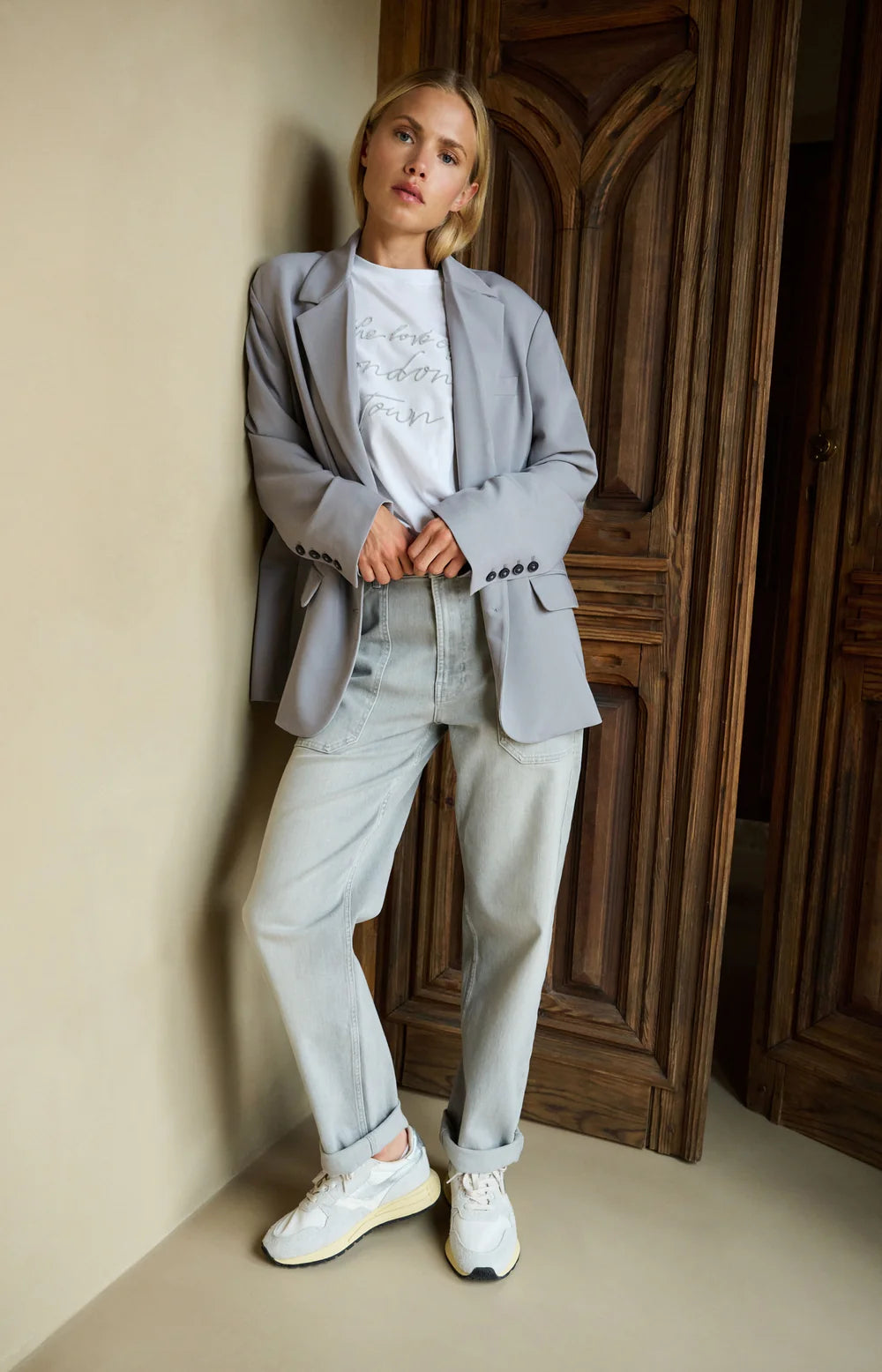 YAYA | Denim Cargobroek Met Laag Kruis En Wijde Pijpen Mid Grey Denim