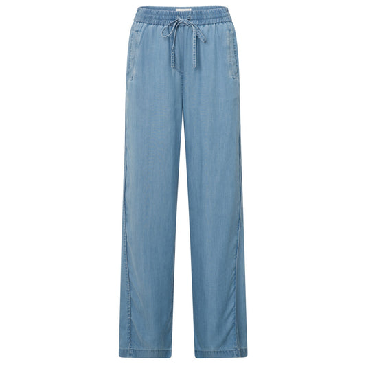 YAYA | Chambray broek met wijde pijpen - Chambrey - 01-301190-504