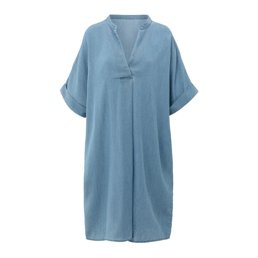YAYA | Chambray jurk met V-hals - Chambrey - 01-601189-504