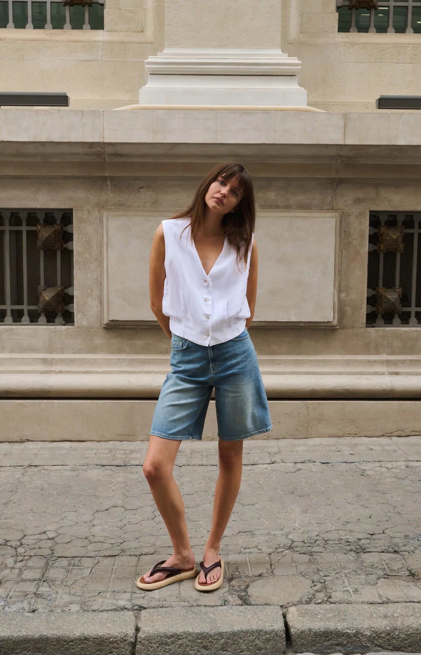 YAYA | Denim Bermuda Shorts Regular Fit Mid Blue Denim