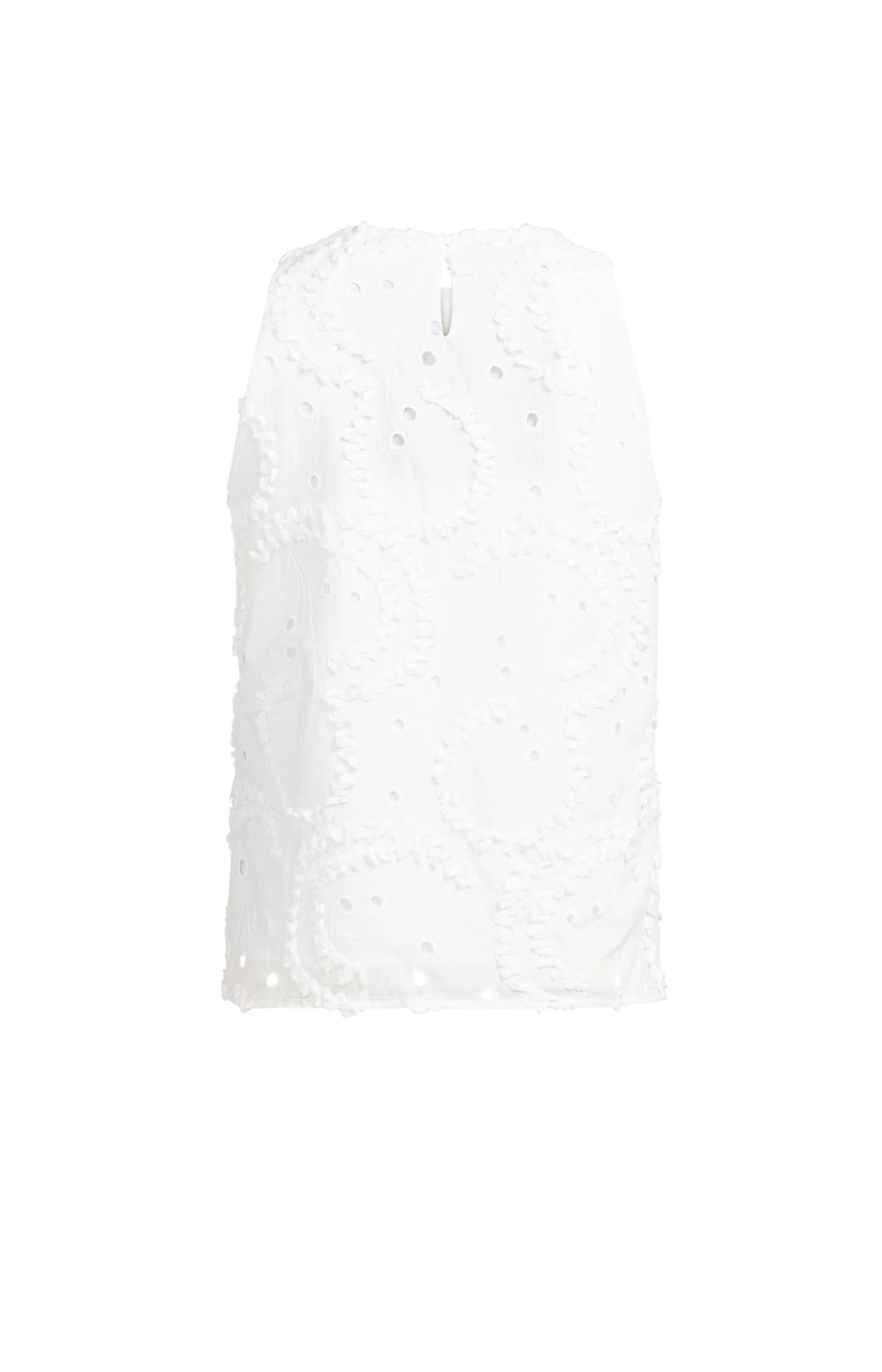 YAYA | Geborduurde Mouwloze Top Met Ronde Hals Snowfade White