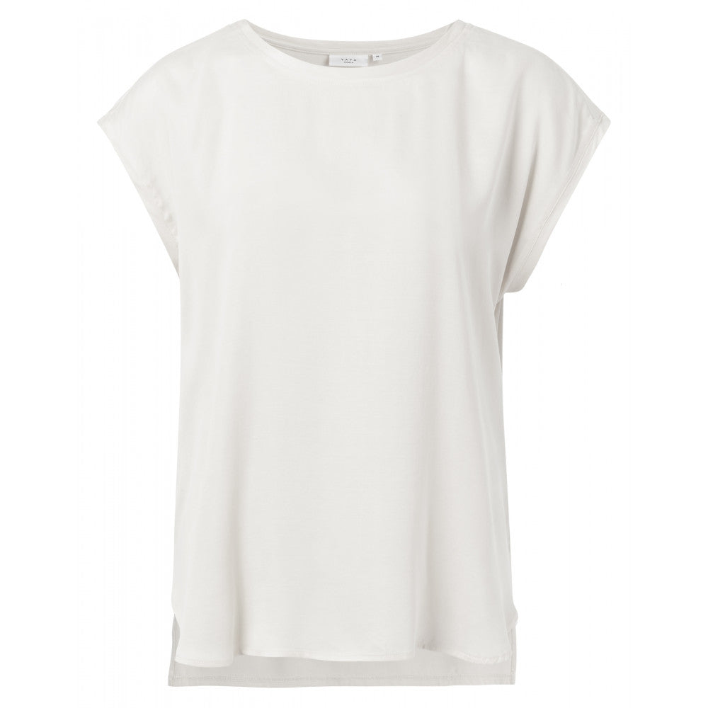 YAYA | Fabric mix top sleeveless -  01-701010N - off white