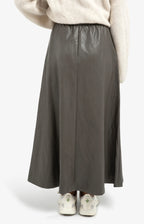 YAYA | Faux Leather A-Line Skirt Dark Taupe Grey
