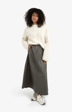 YAYA | Faux Leather A-Line Skirt Dark Taupe Grey