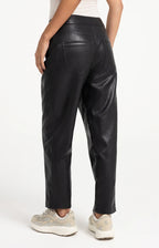 YAYA | Faux Leather Carrot Fit Trousers Hole Black