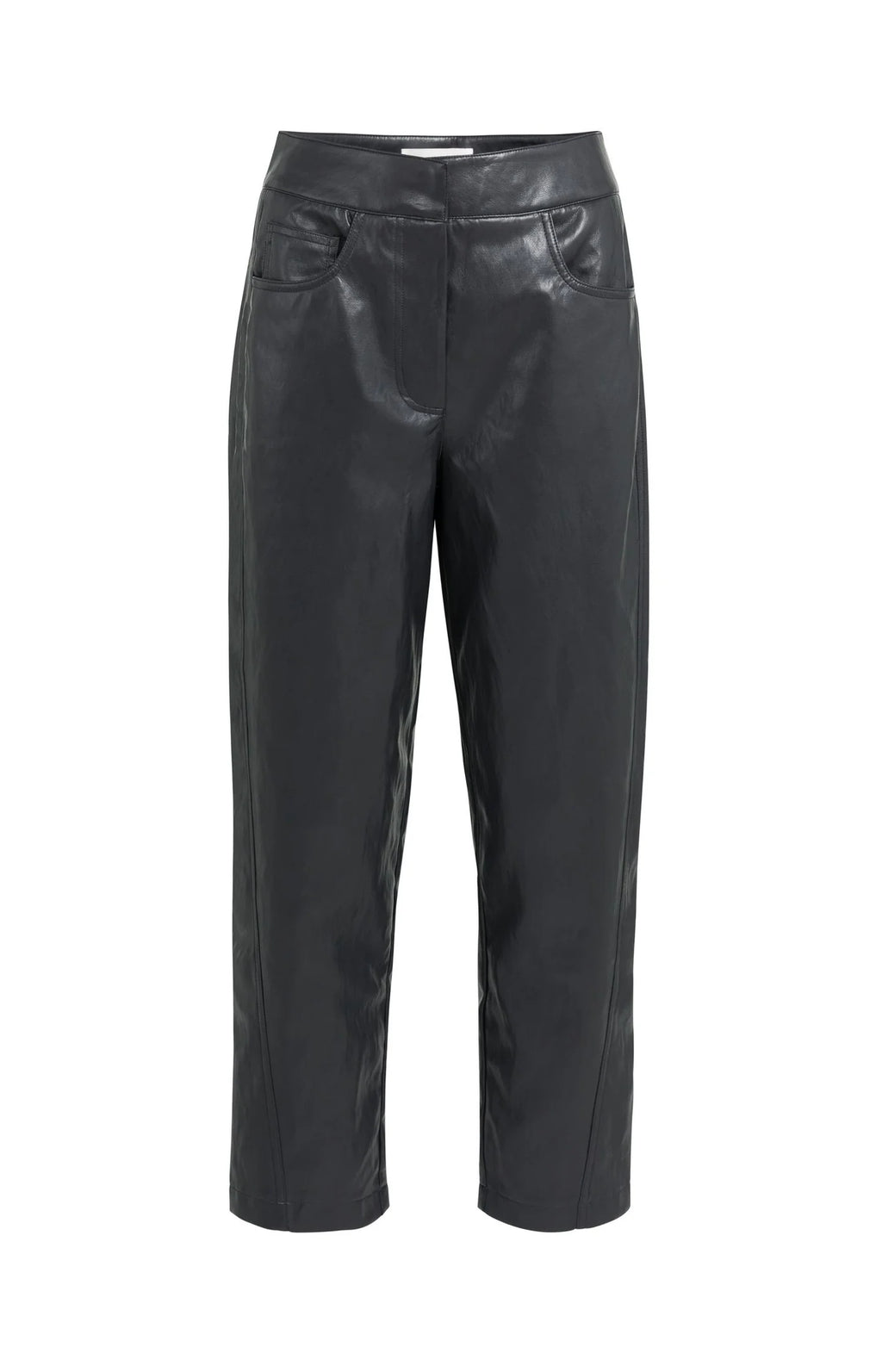 YAYA | Faux Leather Carrot Fit Trousers Hole Black
