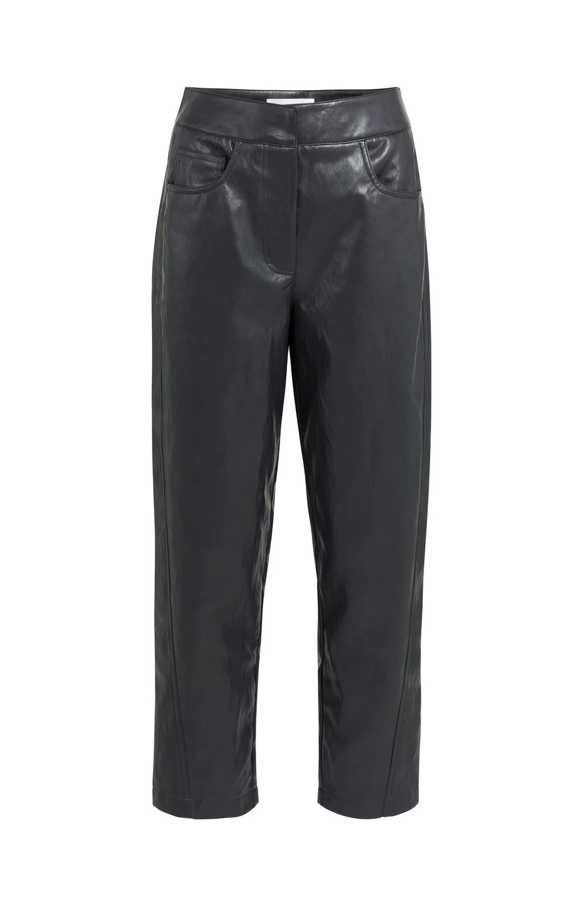 YAYA | Faux Leather Carrot Fit Trousers Hole Black