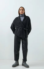 YAYA | Faux Leather Carrot Fit Trousers Hole Black