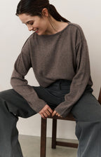 YAYA | Kunstleren Broek Anthracite Brown
