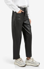 YAYA | Kunstleren Broek Anthracite Brown