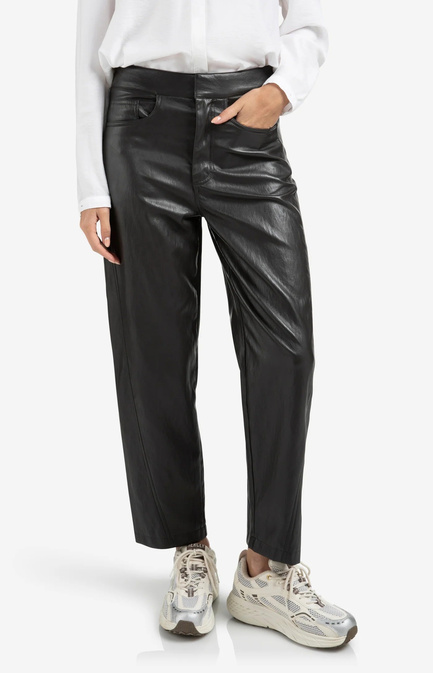 YAYA | Kunstleren Broek Anthracite Brown