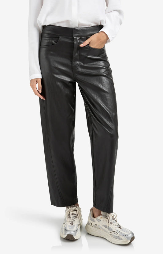 YAYA | Kunstleren Broek Anthracite Brown