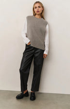 YAYA | Kunstleren Broek Anthracite Brown