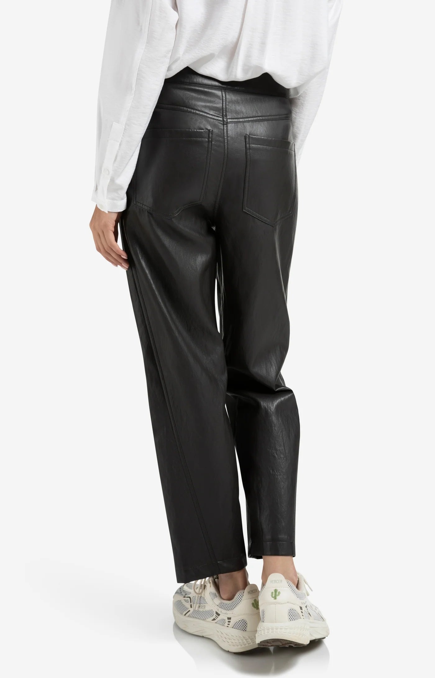 YAYA | Kunstleren Broek Anthracite Brown