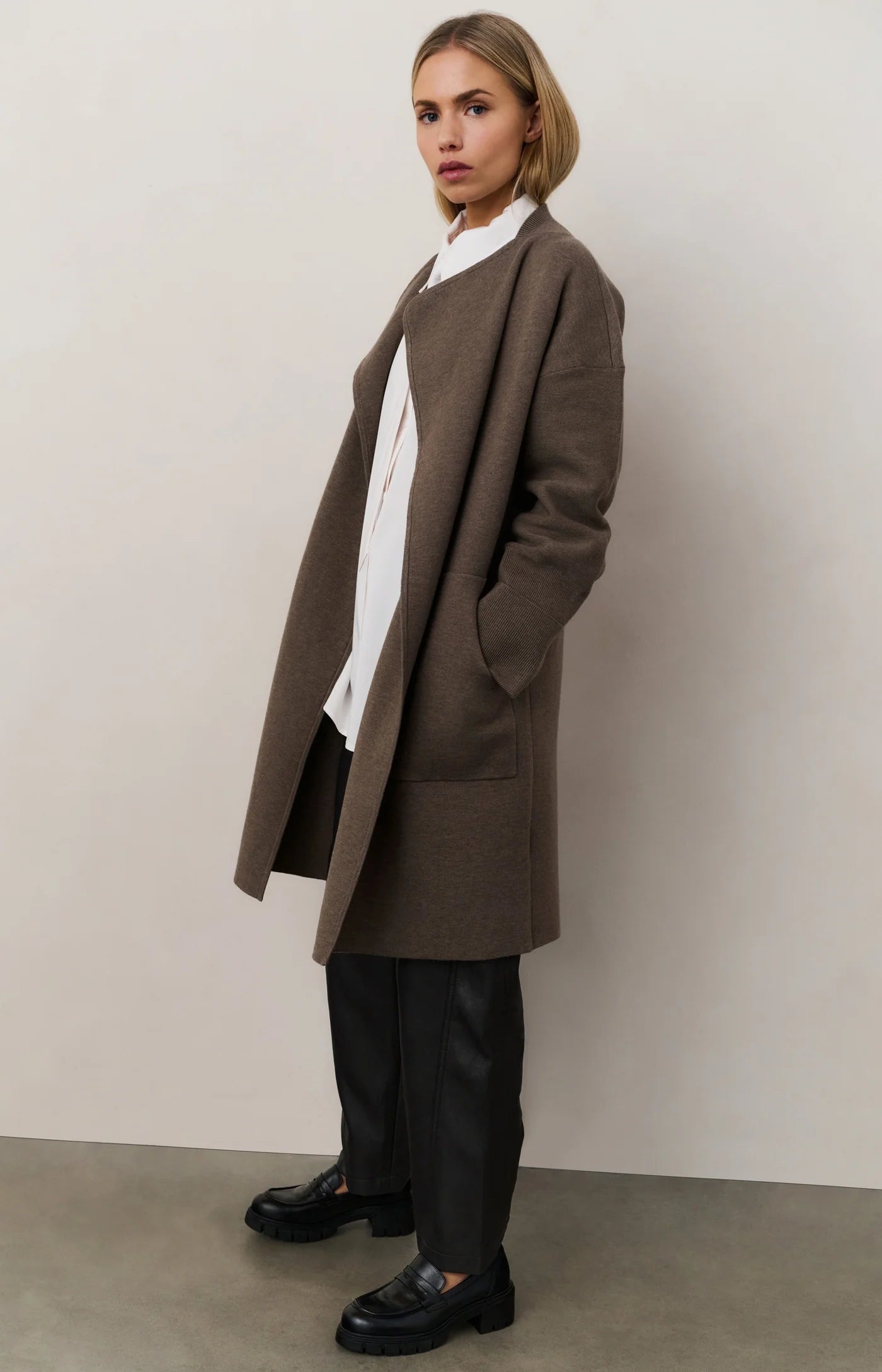 YAYA | Kunstleren Broek Anthracite Brown