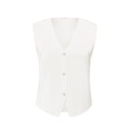 YAYA | Fijngebreid gilet met V-hals - pure white - 01-010103-504
