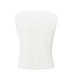 YAYA | Fijngebreid gilet met V-hals - pure white - 01-010103-504