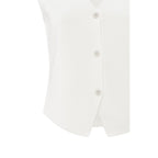 YAYA | Fijngebreid gilet met V-hals - pure white - 01-010103-504